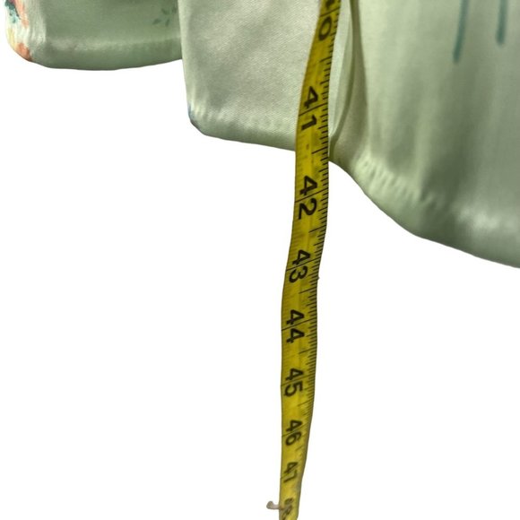 Vintage 80s Green Floral Print Below Knee Spaghetti Strap Dress Medium - Picture 5 of 9